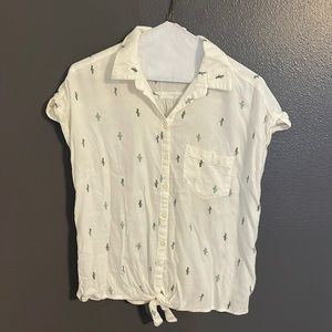 Old Navy Cactus Print Tie-Front Shirt Small